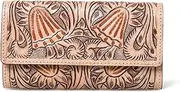 [ADYAN] Western Leather Wallet for Women Multi Credit Card Slots Purse for Ladies Clutch Purses, Pink Beige, Small, Leather Flap Wallet Clutch Organizer