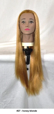 28" Recurlable Human Hair Mix Blend Cosmetology Mannequin Head & FREE CLAMP (D)