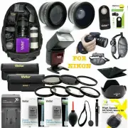 55MM HD ACCESSORY KIT FOR NIKON D3400 D5600 DSLR CAMERA LENSES FLASH BACKPACK