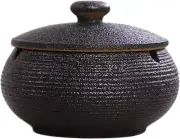 PIPITA Ashtray, Outdoor Ceramic Ashtray with Lid, Windproof Ashtrays, Handmade D