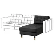 LANDSKRONA chaise longue, add-on unit, Grann/Bomstad black/wood