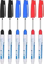 6Pcs Deep Hole Marker Waterproof Long Carpenter Pen Sturdy Carpenter Construction Marking Pen Writing Tool Mechanical Long Tip Hole Marker Scriber Marking Tool for Architect