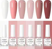 MIZHSE Nail Polish Set: Regular Nail Polish 6 Classic Nude Colors Collection Milky White Nude Pink, Quick Dry Nail Polish Finger Nail Polish Manicure DIY Nail Art Salon for Women Girl