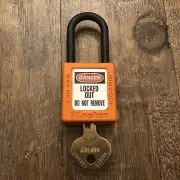 Master Safety Lockout Padlock And Key Orange Plastic 3 pack