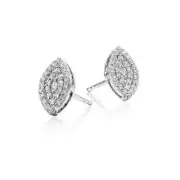 0.35 Ct Round Cut Natural Moissanite Cluster Stud Earrings 14K White Gold Plated