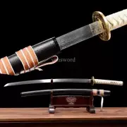 Damascus Folded Steel Japanese Samurai Real Pattern Katana Sword Brass Full Tang