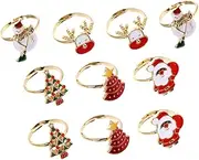 JOINPAYA 10 Pcs Christmas Xmas Ring: Party Circlets for Cartoon Finger Jewelry, Festive Alloy Jewelries