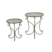2pc A.FRESCO Tall Metal Outdoor Bird Bath/Feeder Stand Set Garden/Patio Decor