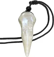 [Nupuyai] Raven Skull Pendant Necklace for Men Women, Hancd Carved Crow Skull Agate Geode Necklace with Adjustable Cord 16-27"