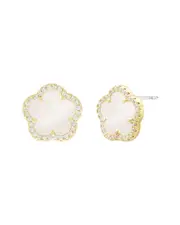 Jankuo Flower 14K Mother Of Pearl CZ Stud Earrings