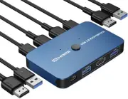 ABLEWE KVM Switch, Aluminum KVM Switch HDMI,USB Switch for 2 Computers Sharing