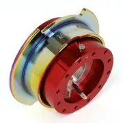 NRG Aluminum Steering Wheel Quick Release Kit Gen 2.5 Red Body/Neo Chrome Ring