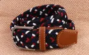 Ladies Stretch Braided Equestrian Horse Riding Belt - Navy, Red & Whit | 3 Sizes