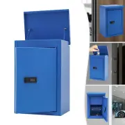 Modern Wall-mounted Mailbox Post Office Box Blue Mail Box With Password Lock NEW