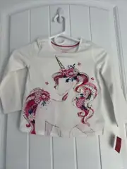 Isaac Mizrahi Girls Collection Sequin Unicorn Ruffle Short Sleeve Shirt Top NEW