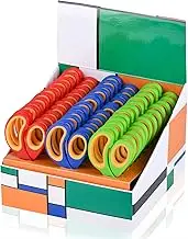 Kids Scissors 5"（School Teacher Pack, 5 Inch）- Soft Touch Pointed School Student Scissors，Blunt, Assorted Colors (36)