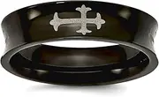 [JewelryWeb] Titanium Concave Polished Religious Faith Crosses and Black Plated 6mm Band Ring Size 13-Band Style-Ring for Women and Men