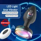 Anal Butt Plug G-Spot Stimulator LED Light Up Women Dildo Vibrating Sex Toys Men