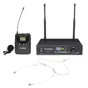 Kingdom Wireless Microphone System with Belt Pack Lapel Mic and Dual EarWorn Mic