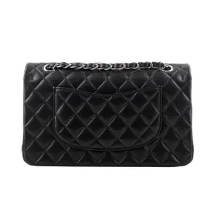 二手商品9成新_CHANEL 銀釦菱格紋小羊皮 25cm COCO包(黑色)