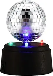 Mini Disco Ball Light - Battery Stage Lamp, Small Mirror Orb, Colorful Dance Beam | Rotating LED Pattern Flashing Effect Fixture, Compact Lighting Decoration Visual Display for Wedding, Bars, Home