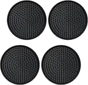 Soft Drinks Coasters Set - Absorbent Cup Mat for Coffee Table - Kitchen & Coffee Table Decor (Dots, 4Pack - Black)