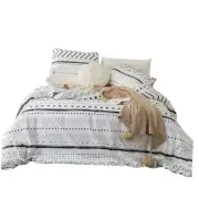 Bohemian Aztec Duvet Cover 100% Cotton Boho Geometric Duvet Queen White Aztec