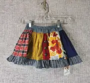 Persnickety Patchwork Twirl Skirt Girls 5 Years Button Ruffle Pullon NEW
