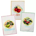 Raz Set of 3 Retro Gingham Check Fruit Apple Cherry Tomato Kitchen Tea Towels