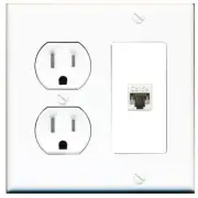 1 Port CAT5E Wall Plate-Tamper Proof White