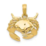 14k Yellow Gold Polished Open-Backed Crab Pendant