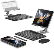 Jarttarn Folding Bracket Compatible with Samsung Galaxy Z Fold 4/Fold 3/Fold 2/Fold 1 Bluetooth Keyboard Holder Desk Rotation Stand Desktop (Sliver)