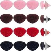 GORGECRAFT 40PCS 4 Colors Plastic Flocking Safety Nose 18mm Wide Doll Noses Animal Triangle Noses Red Pink Brown Black Crochet Noses with Washers for Amigurumi Doll Making Supplies DIY Puppet