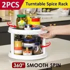 2-Tier Lazy Susan Turntable Spice Rack Organizer Kitchen Cabinet Storage Tray