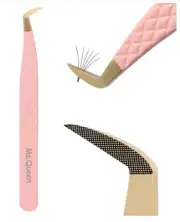 Ms.Queen Lash Tweezers for Eyelash Extensions Professional Curved Tip Lashing...
