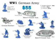 4cm Army German Soldiers Army WW1 the Somme Playset Kids Gift Tank Cannon