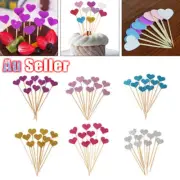 10Pcs Love Heart Birthday Cupcake Toppers Party Baby Shower Wedding Cake Decor
