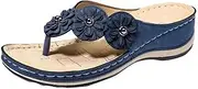 [FARZAH] Women Sandals Shoes Comfortable Flip Flops for Women with Arch Support Summer Casual Wedge Sandals Shoes Massage Function Womens Sandals(Blue,4)