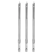 3Pcs Spade Drill Bit 1/4" Paddle Flat Bits Wood Hole Cutter Silver Tone