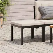 Garden Stool with Cushion Black Powder-coated Steel vidaXL