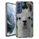 For Samsung Galaxy S20 S21 S23 S24 FE 5g TPU Case+Glass(Llama Smile)
