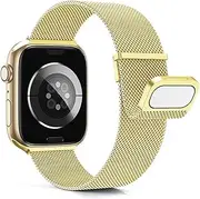 [YDxingY] Watch Straps Compatible with Apple Watch 42 mm/44 mm/45 mm/46 mm/49 mm, Mesh Bracelets, Stainless Steel Magnetic Strap, Replacement Strap for iWatch SE Series 10 9 8 7 6 5 4 3 2 1 Ultra, Gold