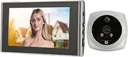 1080P Ring Peephole Camera, 4.5 Inch Screen Smart Digital Doorbell, Color Night Vision Human Body Detection Door Viewer, Peep Hole Camera for Front Door Wireless (Silver)