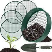 OROMYO 4-in-1 Garden Sieve Round 30 cm Compost Sieve Stainless Steel with 4 Interchangeable Sieve Inserts and Garden Shovel Garden Sieve Strainer for Soil Compost Seeds Sand
