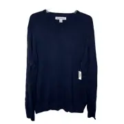 NWT Amazon Essentials Men's Midweight V-Neck Cotton Sweater Navy Size XL