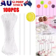 100Pcs Acrylic Sticks Clear Reusable Candy Cake Pops Stick for Making Lollipop