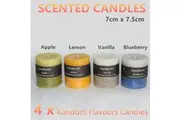 4x Handmade Scented Pillar Candles Tea Light Home Decor Apple Citrus Lemon Fruit