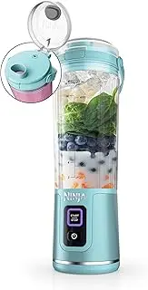 [Ninja] Blast Portable Blender, Cordless, 18oz. Vessel, Personal Blender For-Shakes and Smoothies, BPA Free, Leakproof-Lid and Sip Spout, USB-C Rechargeable, Dishwasher Safe Parts, Tinted Aqua, BC151AQ