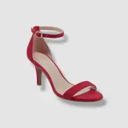 Bandolino Women's Red Madia Microsuede Ankle Strap Heels Size 9