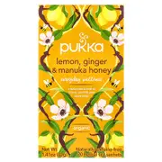 Pukka Herbs, Organic Herbal Tea, Lemon Ginger & Manuka Honey, Caffeine Free, 20 Sachets, 1.41 oz (40 g)